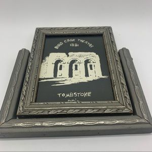 Antique wood block print framed/glass of the Bird Cage Theatre, Tombstone, AZ